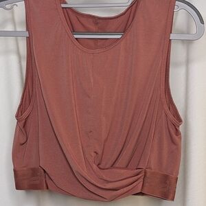 Fabletics Twist Front Workout Tank Rust Orange Cropped Athletic Top